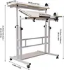 White Mobile Stand Up Desk Adjustable Laptop with Wheels 4 in 1 Rolling Table Home Office Table Standing 4