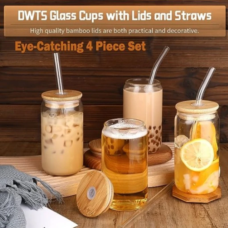 400ml/540ml Glass Coffee Cup Iced Americano Juice Cola Mug Heat