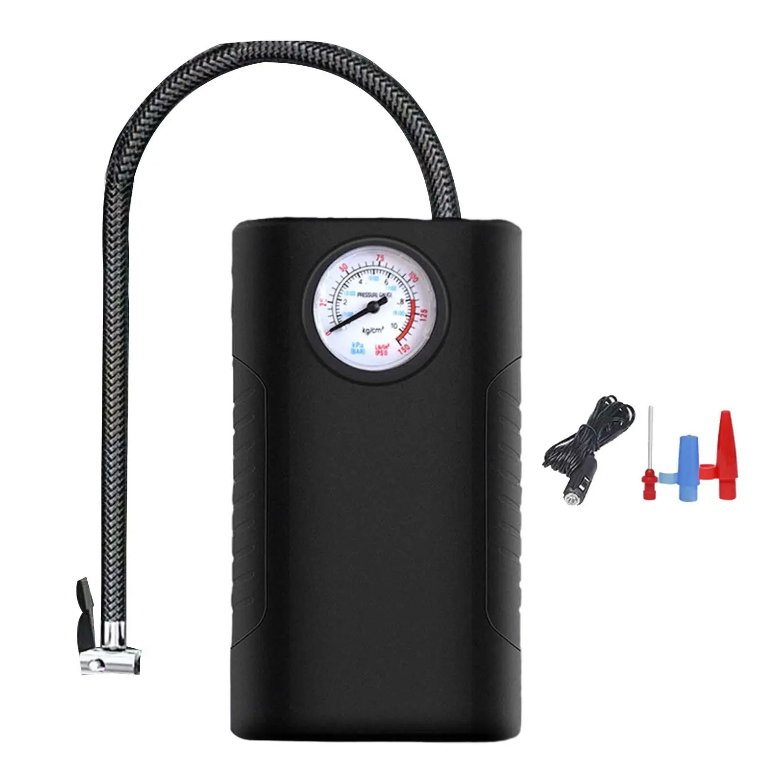 Electric Corded Car Tire Air Compressor Inflator Compact with 3 Valve Adaptors Air Pump for Car Motorcycles Multifunctional