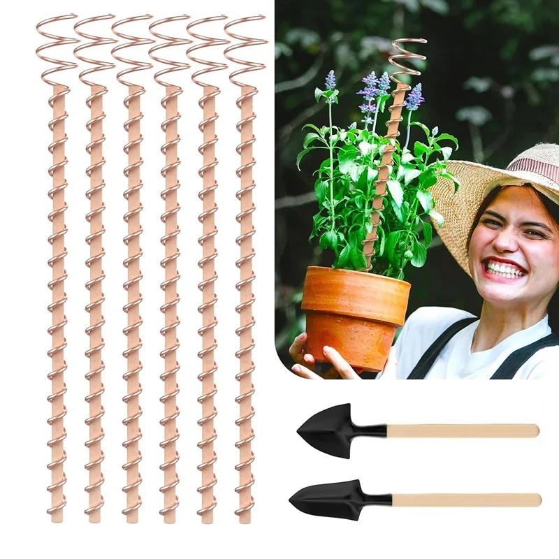 Electroculture Plant Stakes Set 6Pcs 11.5Inch Long Electroculture Gardening Copper Coil Antennas For Growing Garden, Plants Kit