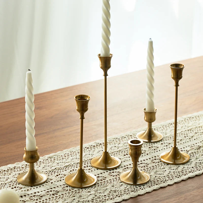 3-teiliges Kerzenständer-Set aus Messing in Gold, Dekorative Kerzenhalter für Hochzeiten, Partys und Festessen – Detail 15