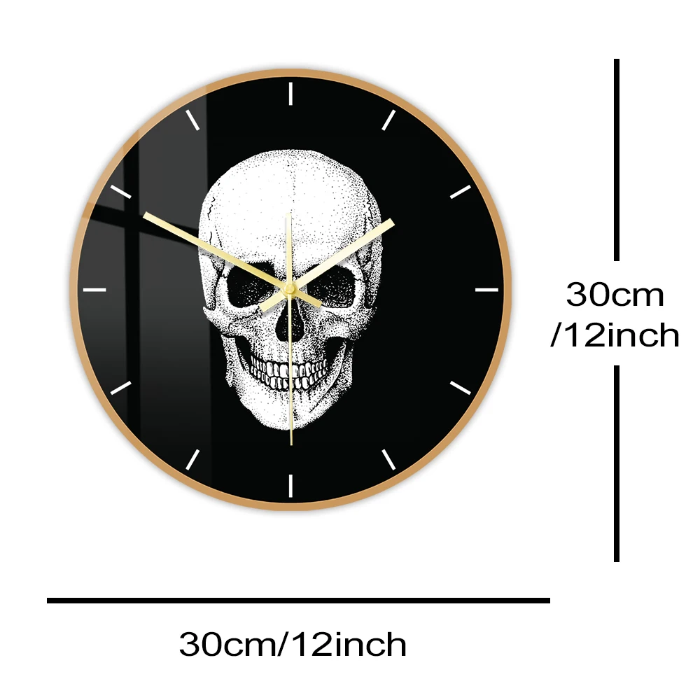 Skull Head Wall Clock For Minimalist Watch Halloween Horror 12inch  30cm  