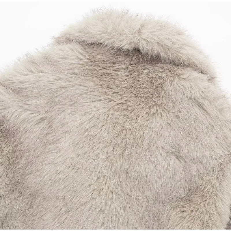 Winter Gradient Faux Fur Coat Women Luxury Big Fur Collar Pockets Loose Jacket Female Fashion Lady High Street Overcoats