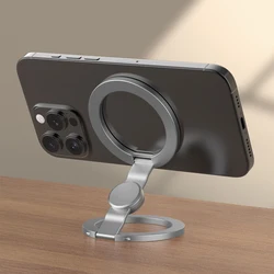 Foldable Double - Sided Mobile Phone Holder with 360° Rotation Stand and Strong Magnetic Finger Grip (Silvery)