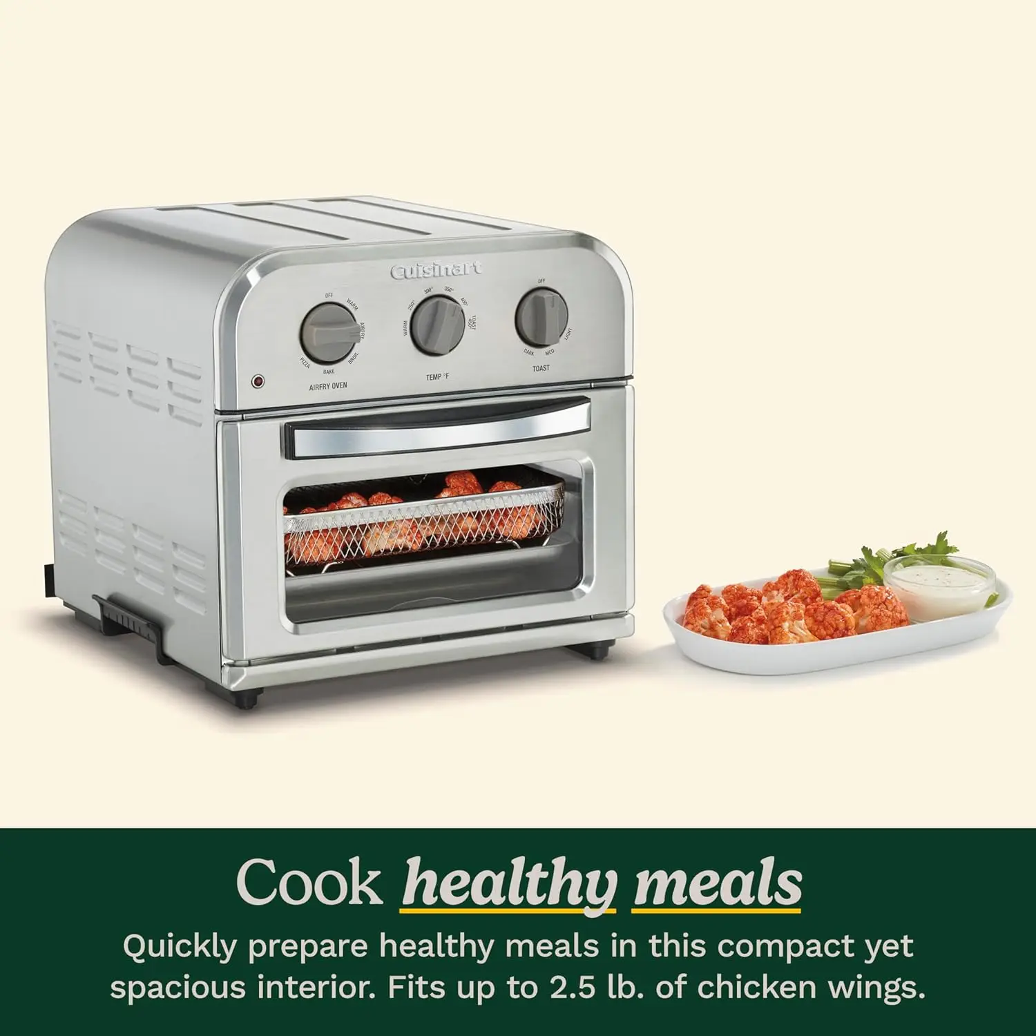 TOA-26 Compact Airfryer Toaster Oven, 1800-Watt Motor with 6-in-1 Functions and Wide Temperature Range, Air Fryer, Sta 3