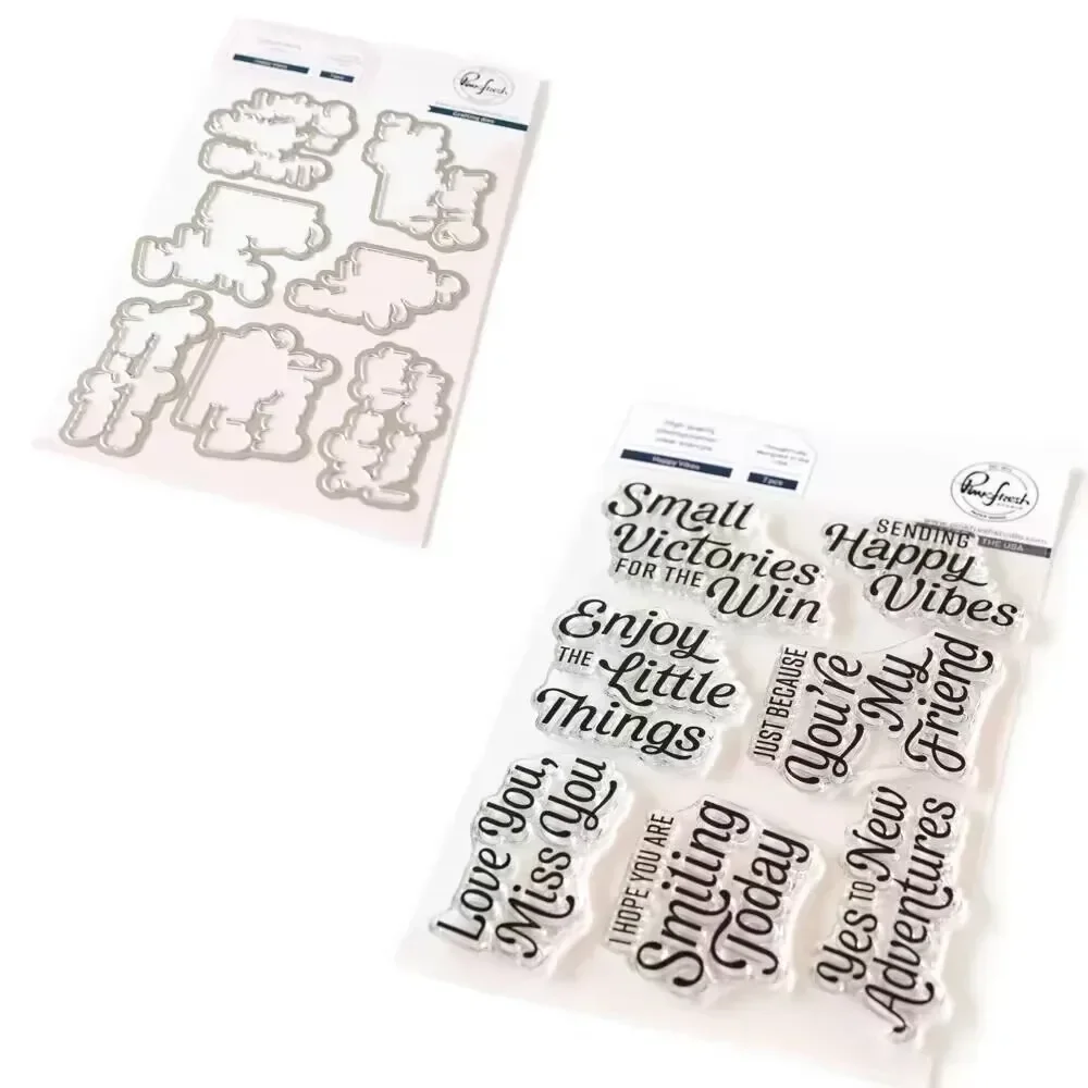 

Happy Vibes Metal Cutting Dies Clear Stamps For Decorating Scrapbook Diy Paper Card Album Embossing Craft 2024 New Arrivals