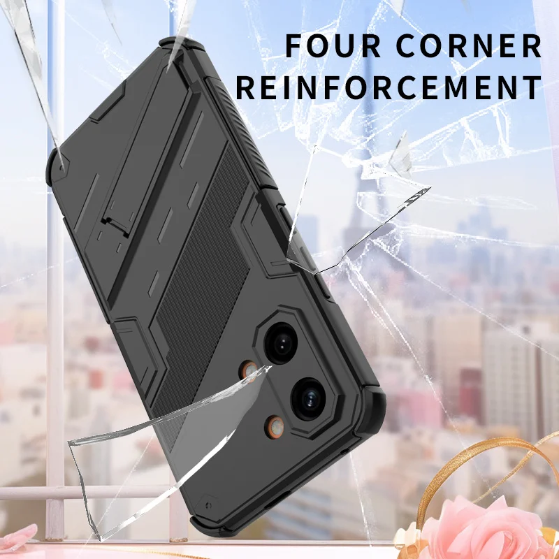 Armor Shockproof Phone Case with Magnetic Holder Stand and Back Cover