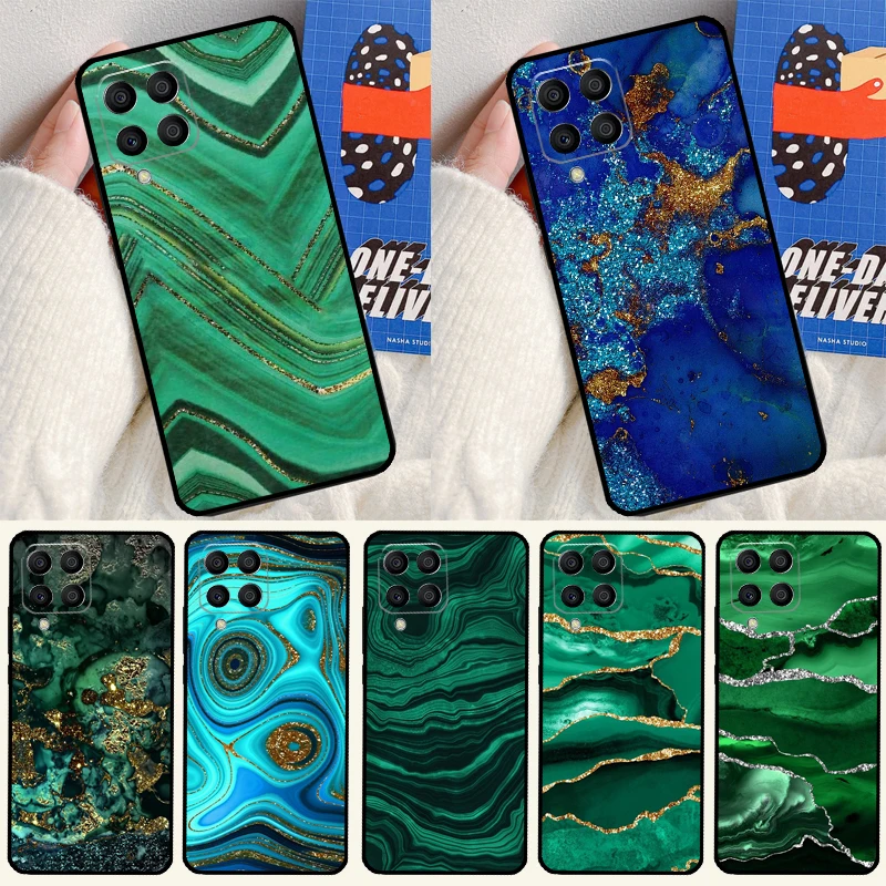 Gold Indigo Faux Malachite Phone Case
