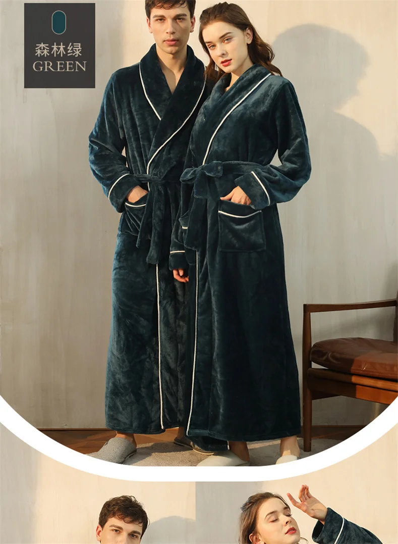 Plush Flannel Bathrobe for Women Long, Warm, Winter Night Robe 65