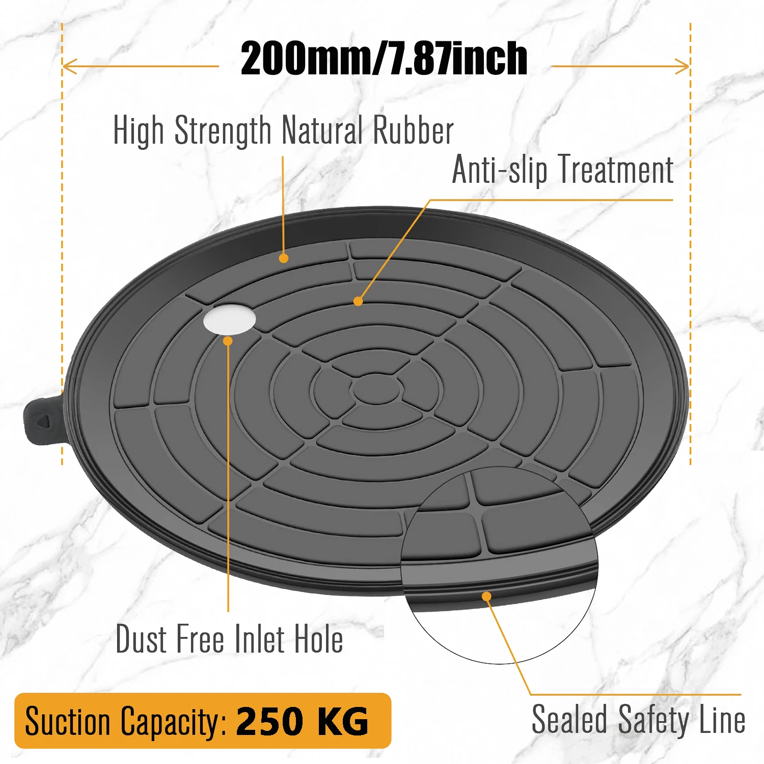 8 inch Vacuum Suction Cup 200kg Bearing Capacity Heavy Duty Vacuum Lifter for Granite Glass Lifting Strong Suction Cup