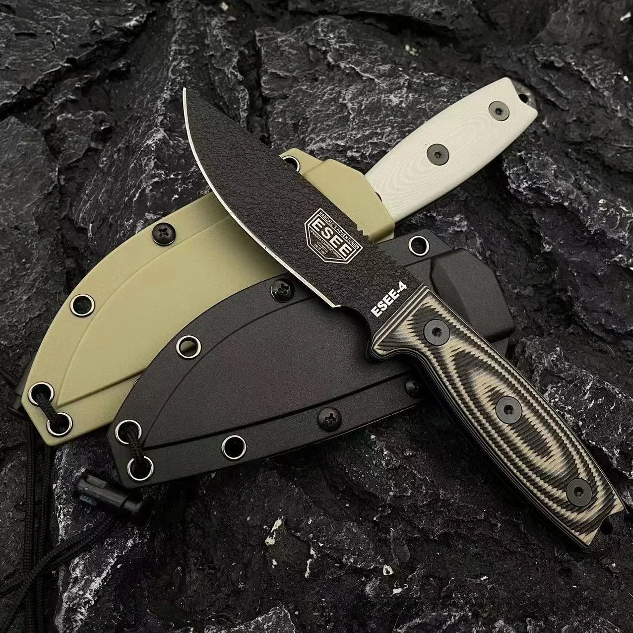 

Tactical Hunting Knife G10 Handles Outdoor Camping Fixed Blade Straight Combat Knifes with Kydex Sheath Survival Knives