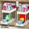 Under Sink Organizer, 2 Tier Sliding Cabinet Storage Basket with Hooks, Purpose Bathroom & Kitchen Organizer Shelf for Bathroom 2