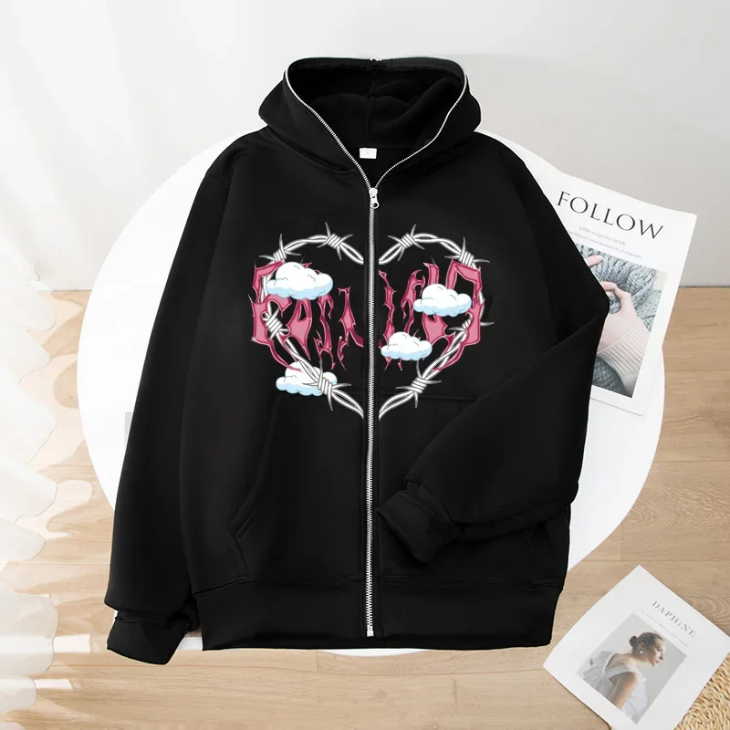 Zipper Hoodie with Design Sense, Small and Popular Spicy Girl Open Coat, Street Trendy Casual Coat, 2024 4