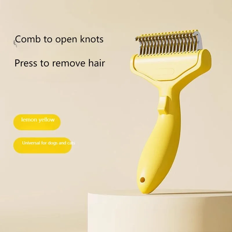 Pet Detangling Comb - Stainless Steel Grooming Tool for Cats & Dogs, Anti-Tangle Shedding Brush with Thinning Function