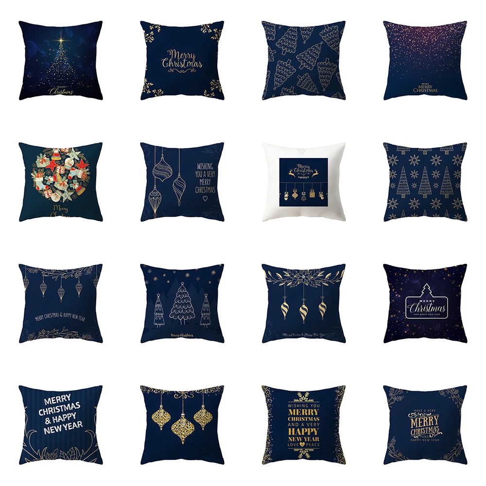

Christmas Theme Printed Pattern Cushion Cover Home Living Room Sofa Decoration Square Polyester Pillow