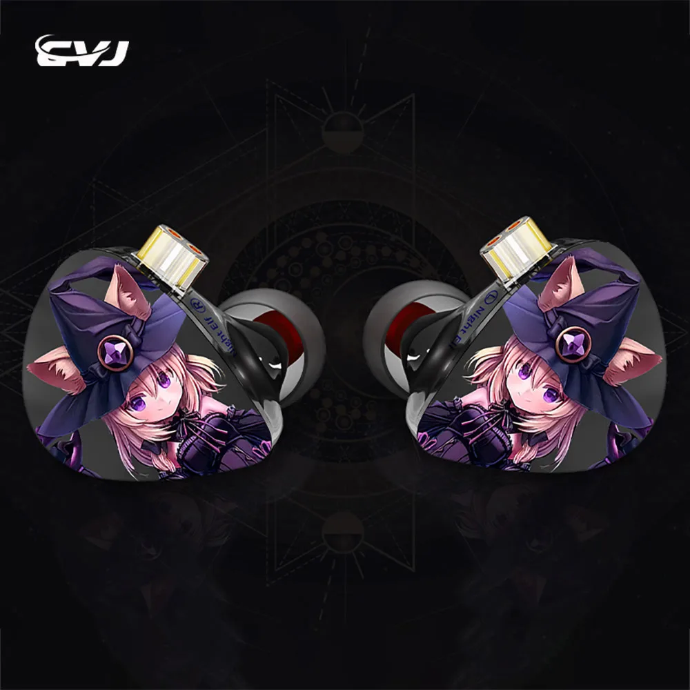 CVJ 나이트 엘프 6mm + 10mm 듀얼 다이내믹 + 8mm 다이내믹 DLC 3 유닛 인 이어 모니터 3.5mm 실버 도금 케이블 HiFi 이어폰