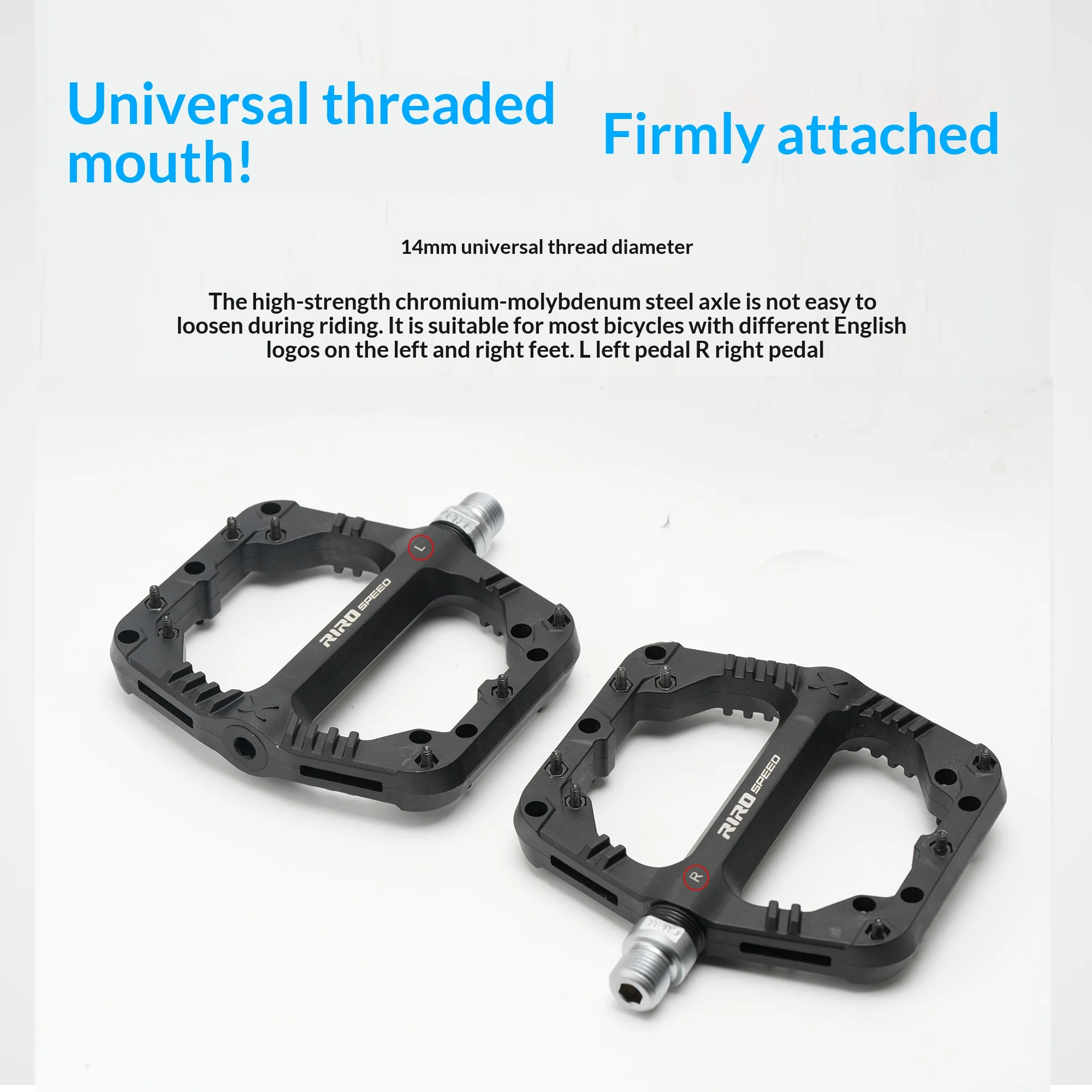 RIRO NL88 Nylon Fiber MTB Platform Pedals Anti-Slip Sealed Bearing 9/16 BMX Cycling - Image 5