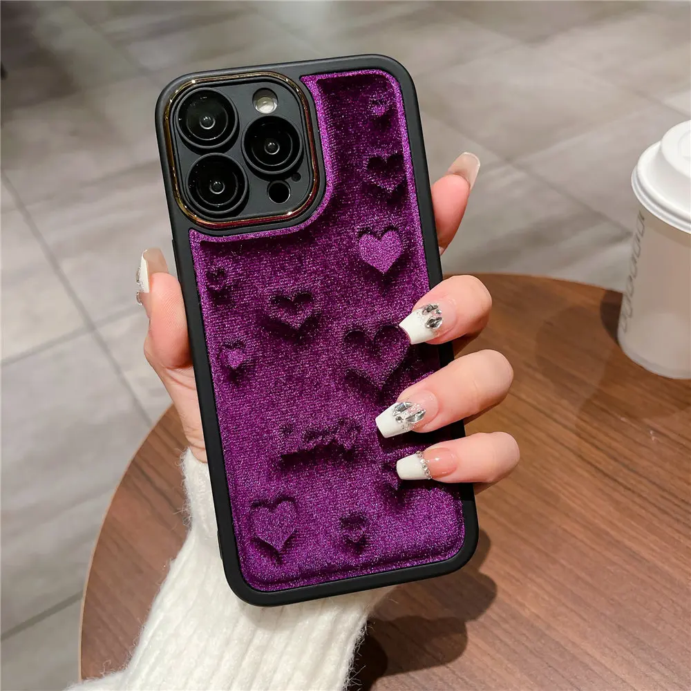 Custodia per telefono 3D Love Heat Soft Touch Fu Fo iPhone 15 14 Plus 12 13 11 Po Max Camea Placcatura Pellicola in vetro Protezione_voghion.com