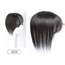 Clip In Bangs Virgin Human Hair Topper With Fringe 10Inch 25cm Hair Pieces For Hair Loss Brazilian Soft Hair Overlay 9X14CM