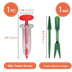 Compact Handheld Seed Planter Tool with Adjustable Settings and Seedling Transplanter Attachments (E-1kit)