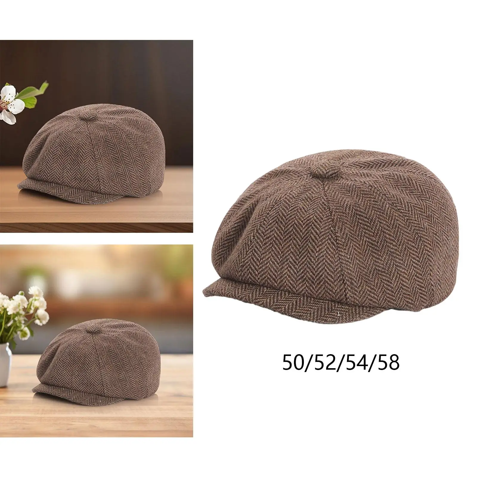 Beret Hat Octagonal Newsboy Hat Fashion Golf Hat Tweed Hat Fall Warm Gift Flat Hat for Outdoor Travel Hiking Driving Camping