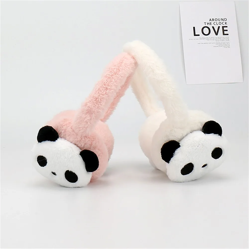 Women Girls Kids Earmuffs Cartoon Panda Ear Muffs Winter Ear Cover Warm Headphones Faux Fur Earplugs Warmer Cover Earflaps