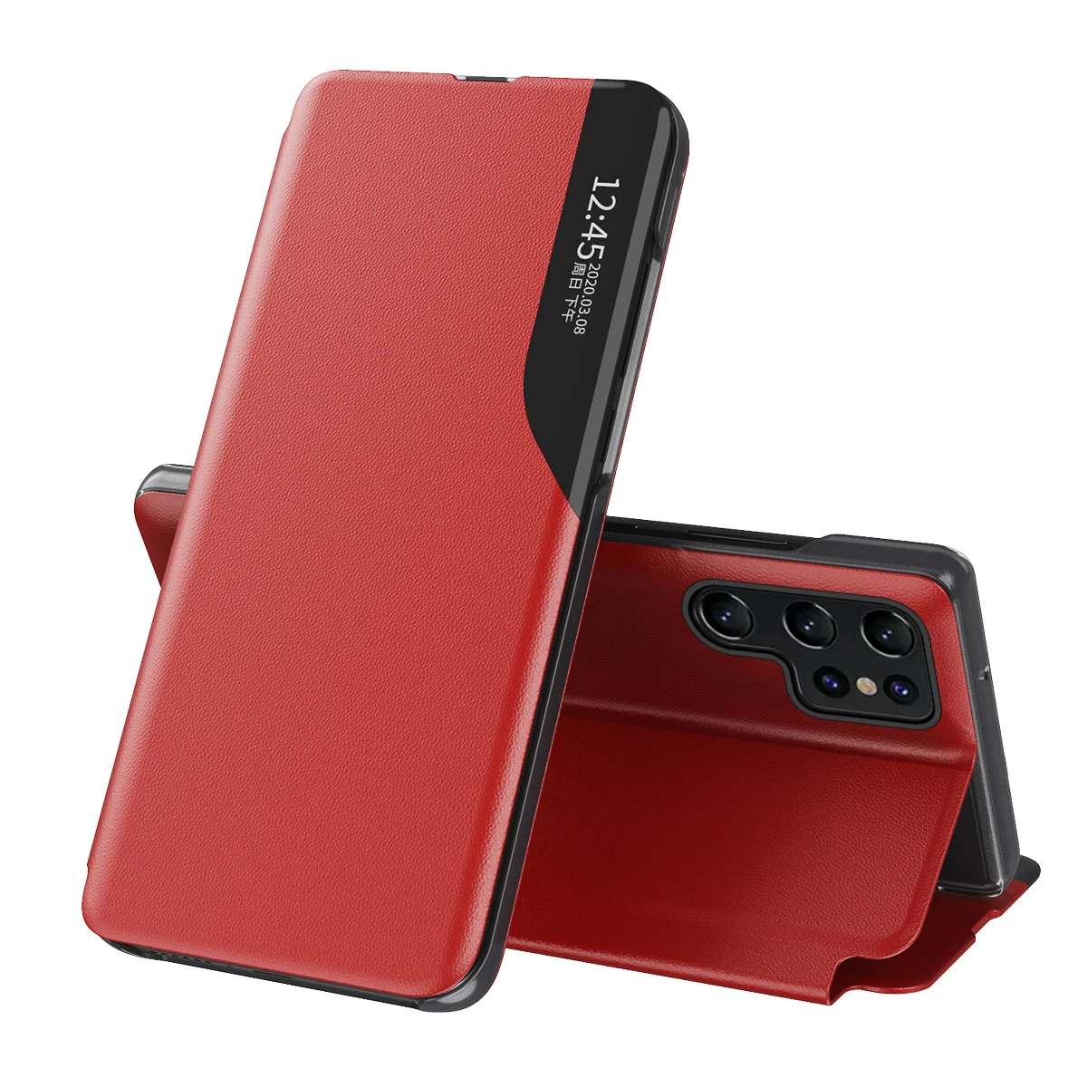 Premium Smart Window Flip Case - Magnetic Leather Cover