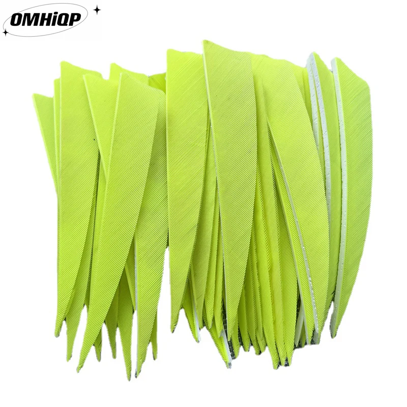 100Pcs 4Inch Shield Cut Turkey Feather Fluorescent Yellow Archery DIY Arrow Accessories Right Wing/Left Wing archery turkey feather 4inch arrow fletching turkey feathers right wing wooden carbon bamboo arrow shaft shooting accessories