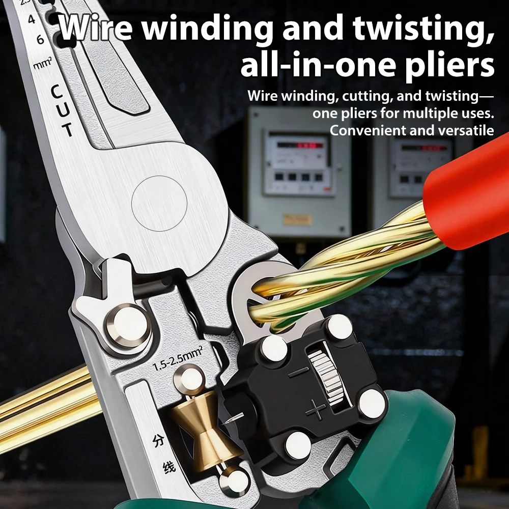 TINSOL Multifunctional Electrician Tool - Digital Display Wire Stripping & Cutting Pliers with Voltage Testing and Crimping Functions