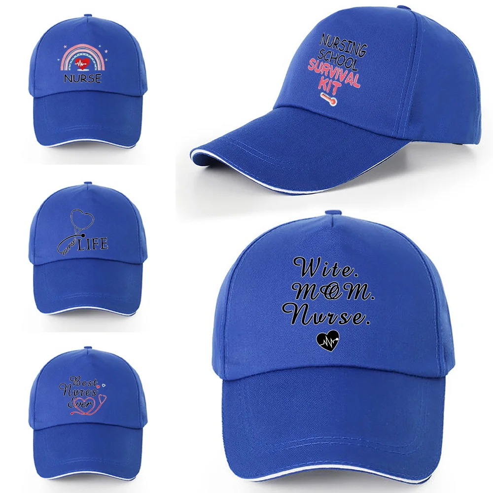 

2022 Blue Cap Nurse Print Baseball Cap Casual Outdoor Sports Hip Hop Dad Hats for Men Women Summer Sunscreen Visors Hats Gift