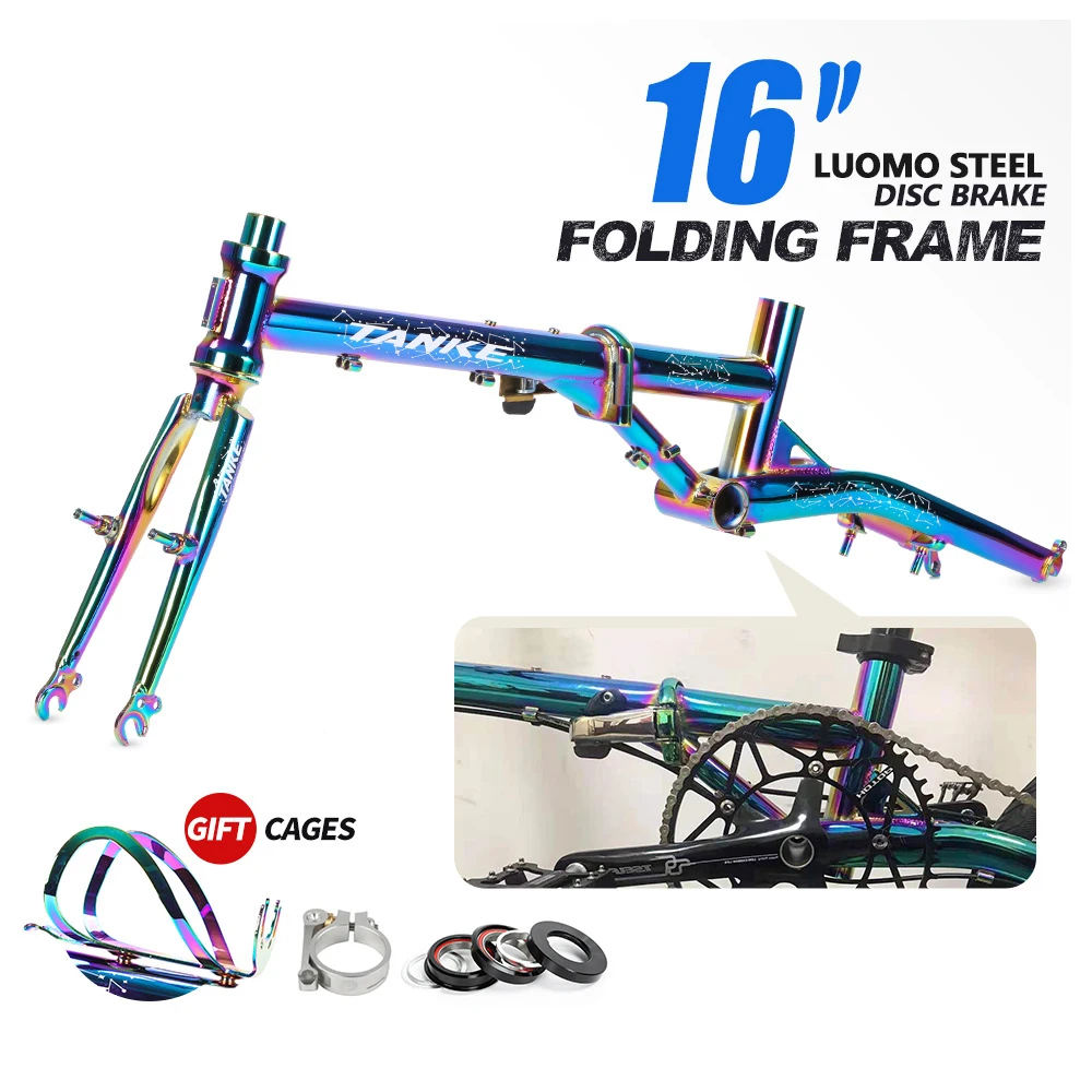 

Colorful Folding Bike Frame 16" 349 Chrome-Molybdenum Steel Bicycle Parts Quadro Cuadro De Bicicleta Cadre Velo Marco
