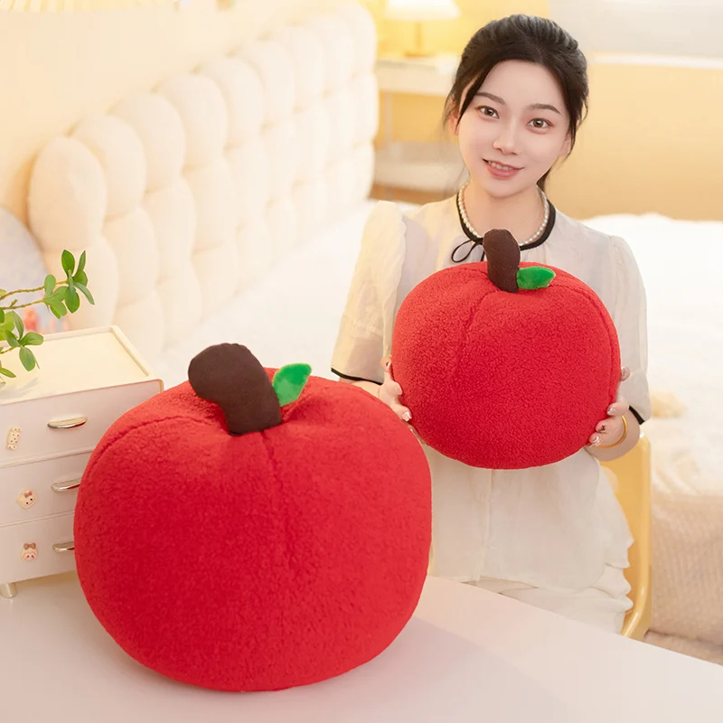 부드러운 과일 빨간 사과 플러시 장난감 큰 사이즈 야채 모양 쿠션 부드러운 사과 인형 포옹 베개 소녀 아이들 크리스마스 생일 선물