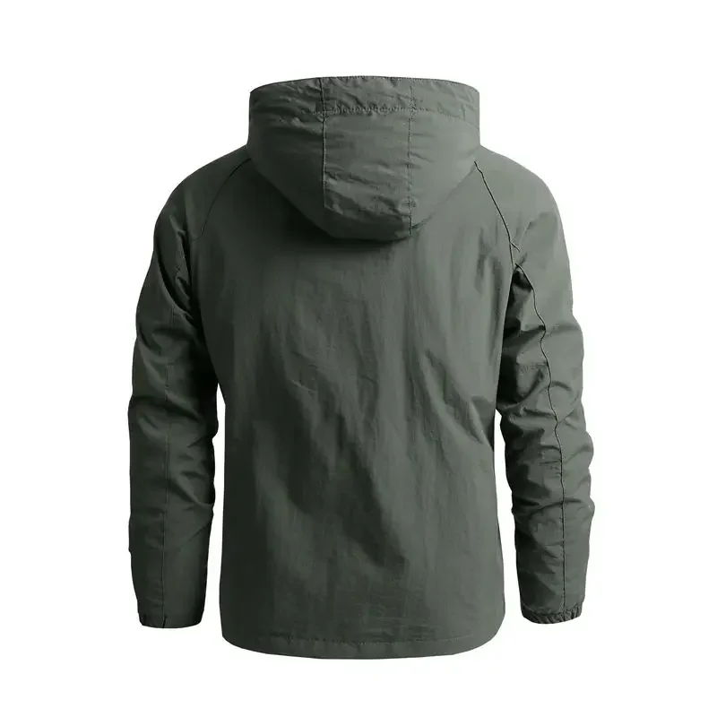 Men Outdoor Hiking Jackets Waterproof Hooded Windbreaker Coat Men Casual Camping Jacket Tactics Retro Jackets Men