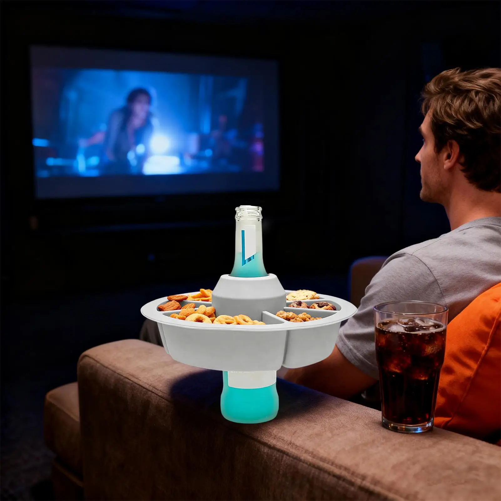 Snack Tray Organizer With 6 Compartments Silicone Snack Bowl For Kids Beach Sofa Bed Table Candy Cracker Serving Food