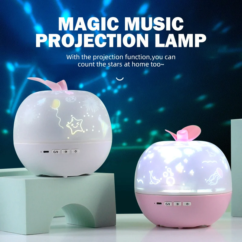 Magic rotating projection night light Bluetooth audio music box USB charging three-color magic star light