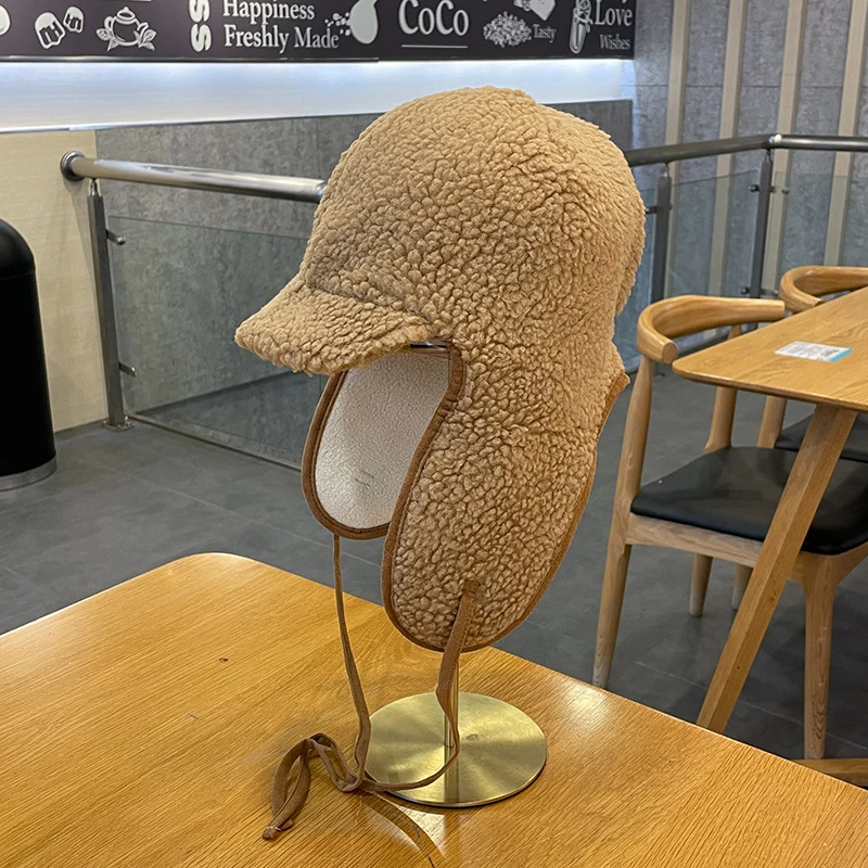 

Autumn and Winter Warm Berber Fleece Plush Couple Ushanka Women's Toe Cap Ear Protection and Wind Protection Cycling Hat