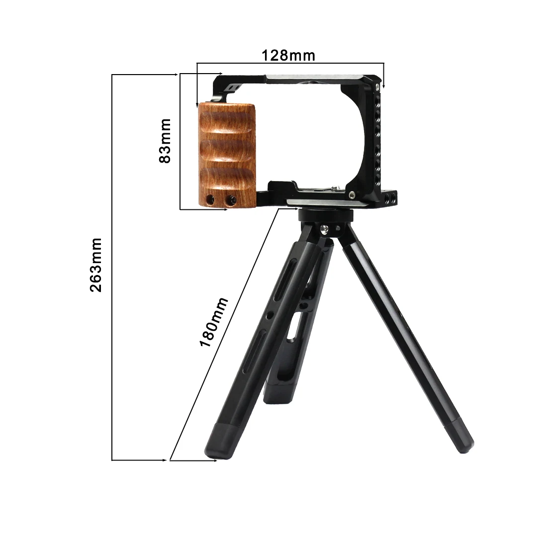 Kamerakäfig für Sony ZV-E10 mit seitlichem Holzgriff, oberer Griff aus Aluminium für Sony ZV E10 Vlogging Video Rig Filmherstellungssystem – Detail 22