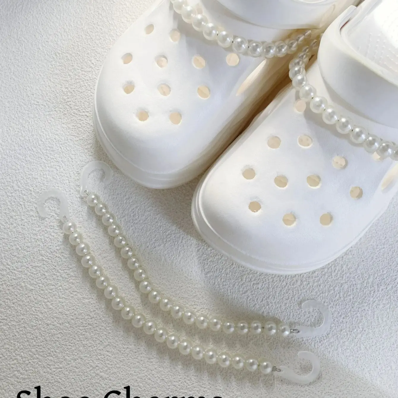 2 stücke Highlight Künstliche Bord Schuh Kette Zubehör Perle DIY Abnehmbare Kette Garten Schuh Schnalle Loch Schuh Zubehör Kette – Detail 3