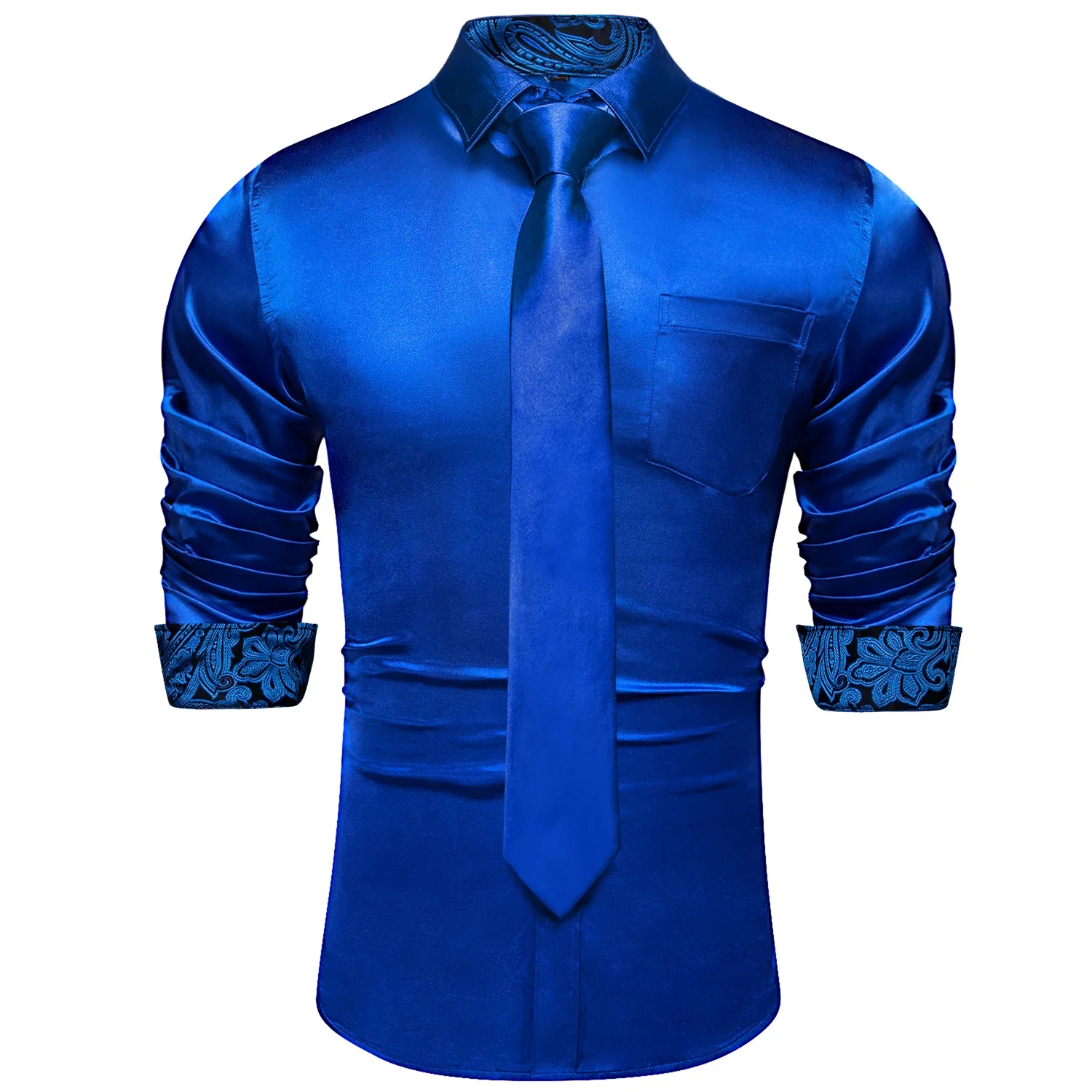 Men's Purple Satin Luxury Dress Shirts Silk Smooth Soild Wedding Party Social Tuxedo Prom Shirt Long Sleeve Top Casual Men Cloth