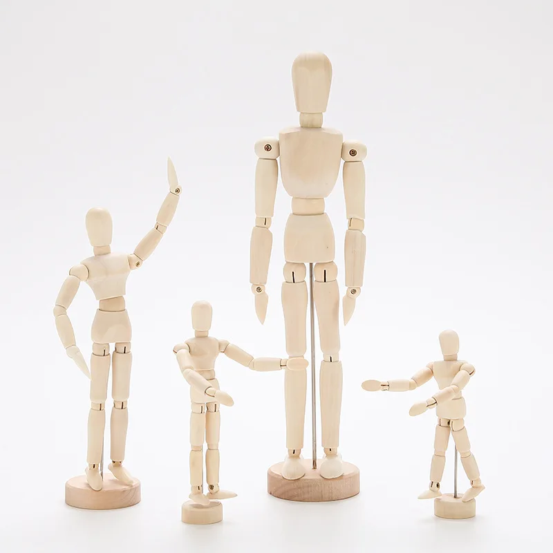 5 Sizes Wooden Figure Model Artist Movable Limbs Mannequin Art Sketch Draw Action Toy Figures For Articulated Educational