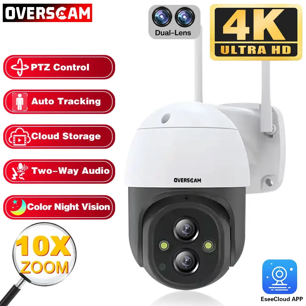 4K 8MP WiFi IP Surveillance Cameras Dual Lens PTZ Wifi video cam for home mini 10X Zoom Wireless Wifi CCTV Surveillance Cameras redeagle 1080p 4mp hd ahd security camera mini box metal housing manual focus zoom video surveillance industrial cctv cameras