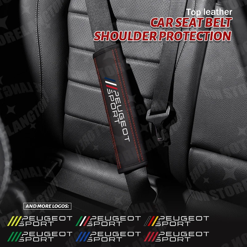 Car Styling Leather Car Safety Belt Shoulder Cover Pads 2Pcs For 206 407 208 301 308 2008 3008 5008 508 Rifter Accessories