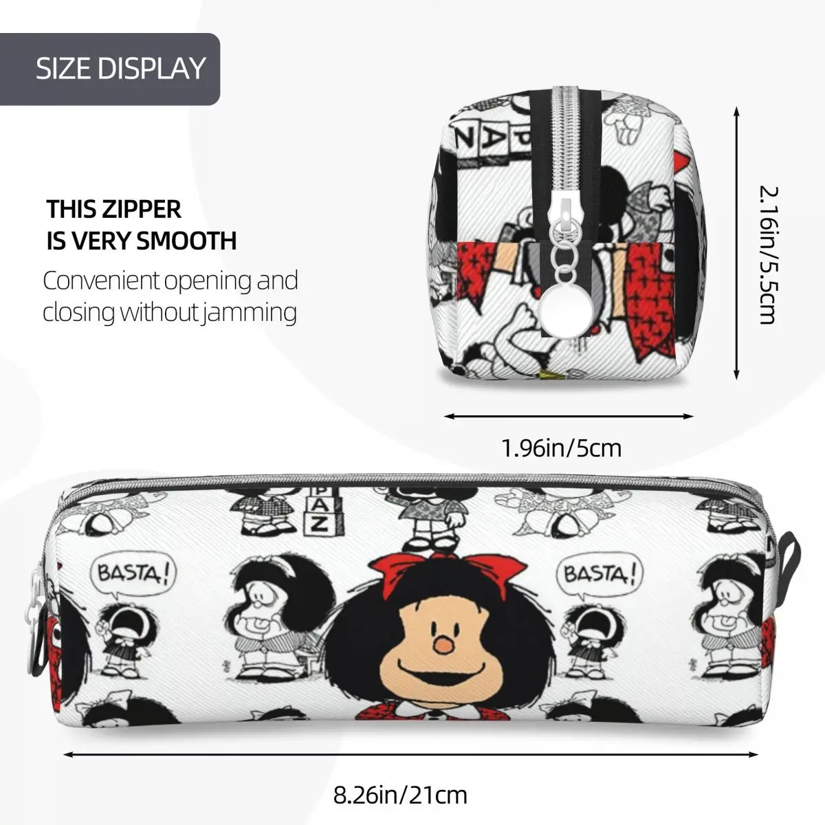 Mafalda Comics Cartoon Pencil Case Creative Pen Bag Student Large Storage School Supplies Gifts Pencil Pouch