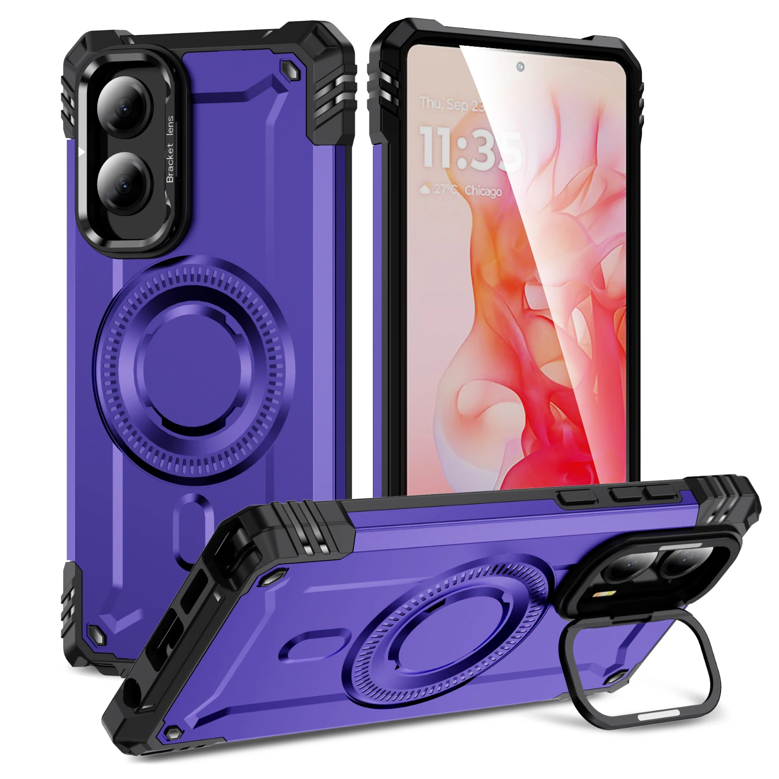 Magnetic Armor Shockproof Case with Magsafe and Metal Lens Stand Cover