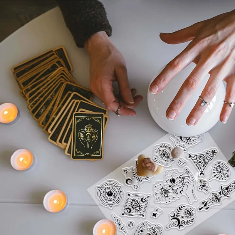 Egypt Eye Mystic Silicone Clear Stamps for Card Making Tarot Egypt Mystery Gothic DIY Scrapbooking 4.3 x 6.3inch 1pc clear stamps clear rubber stamps