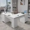 L Shaped Desk with File Cabinet, Corner Computer Desk with Storage Drawers, Large Home Office Table with Power Outlets 2