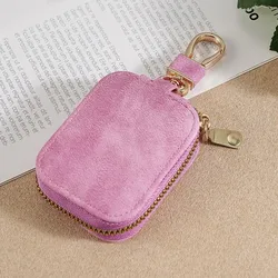 Elegant Leather Earphone Protective Case - Portable Zipper Storage Bag (Rose Red)