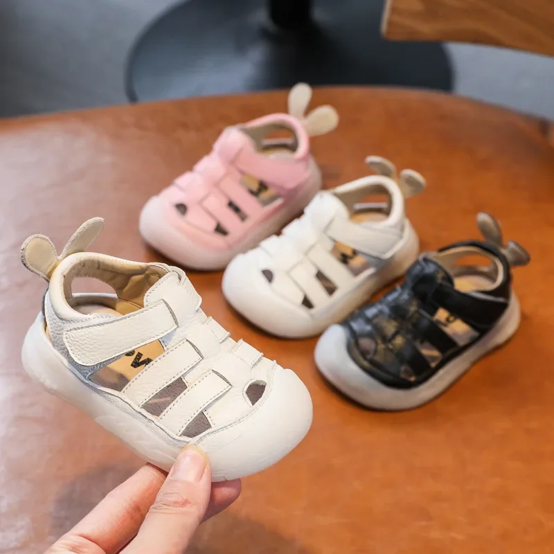 Baby Girls Boys Sandals 2024 Summer Infant Toddler Shoes Genuine Leather Soft-soled School Kids Shoes Children Beach Sandals 2
