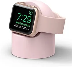 Silicone Charging Stand for Apple Watch - Compact and Functional Design (Pink)