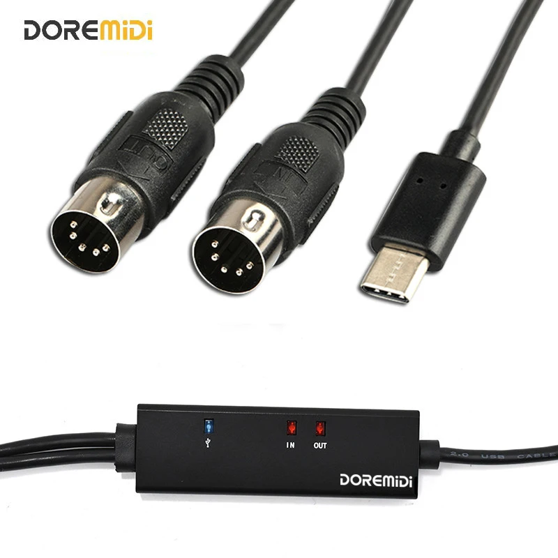 DOREMiDi MIDI To USB C Type C Cable USB MIDI Converter With Indicator Light  For MacBook Android - AliExpress